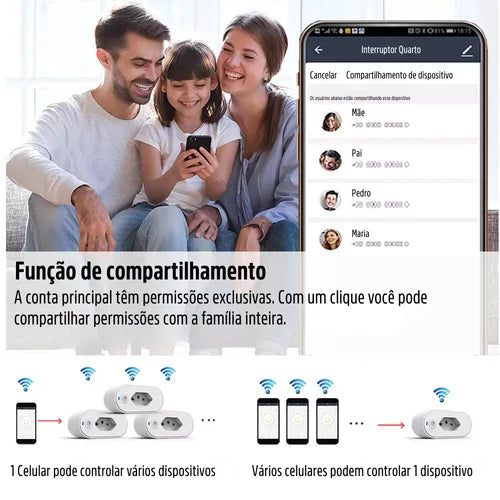 Tomada Inteligente 16A Wi-Fi Liga e Desliga via Aplicativo Compatível com Alexa e Google Assistente